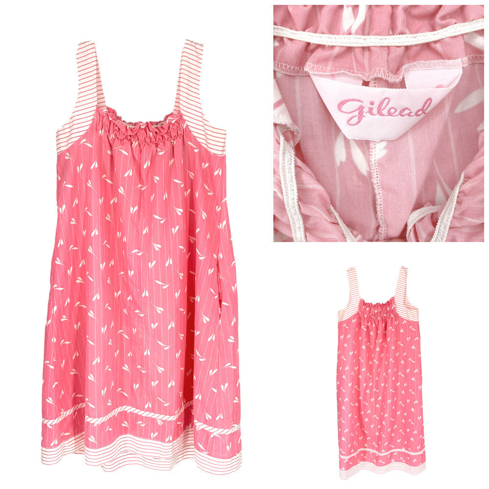 Vintage Gilead Sz M Pink Mixed Print Sleeveless House Patio Lounge Dress Gown